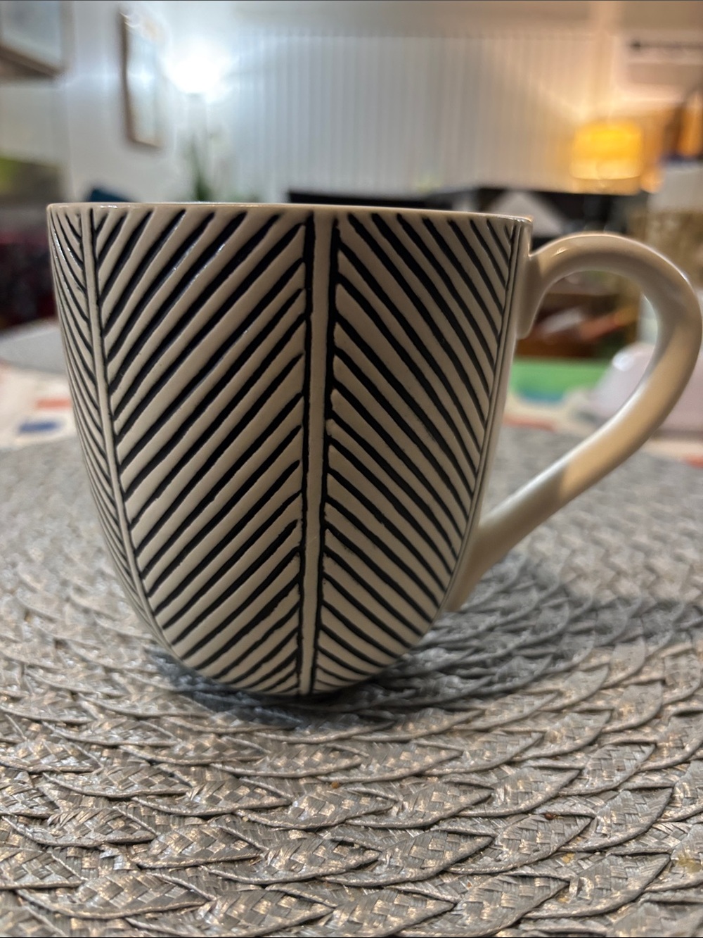 West Elm Blue and White Striped Ceramic Mug by Anthony Shapiro